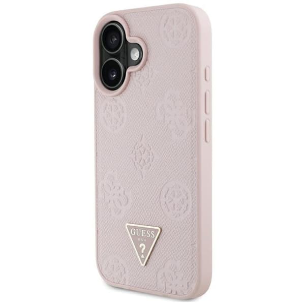 Guess Mobilskal till iPhone 16 MagSafe Hot Stamp Peony Triangle Rosa