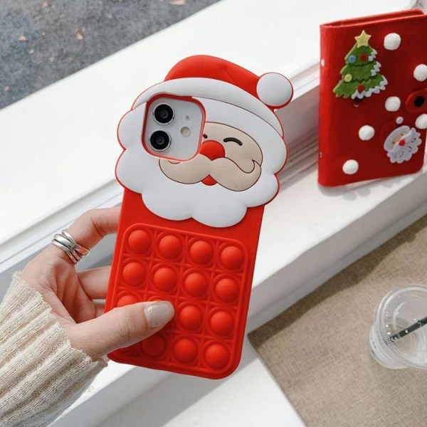 Santa Claus Pop It Silicone Skal iPhone 12 Pro Max - Röd Röd