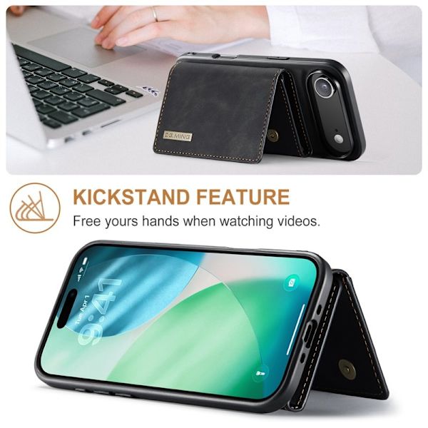 DG.MING iPhone Air Konstläder Plånboksfodral Kickstand PU - Svart