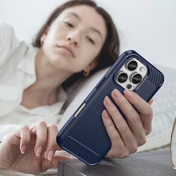 Mobilskal till iPhone 16 Pro Max Silikon Carbon - Blå Blå