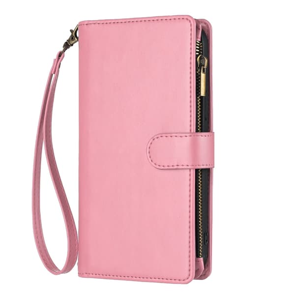 OnePlus 15 5G Konstläder Plånboksfodral Zipper Shockproof Rosa