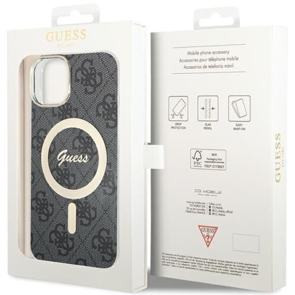 Guess iPhone 15 Mobilskal Magsafe IML 4G - Sort Black