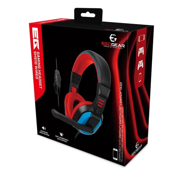EGOGEAR Headset Trådat 3.5mm för NSW SHS10 - Röd/Blå