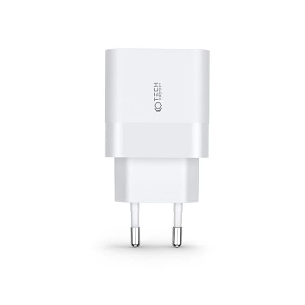 Tech-Protect C30W 2-porttinen verkkolaite PD30W/QC3.0 - Valkoinen Vit