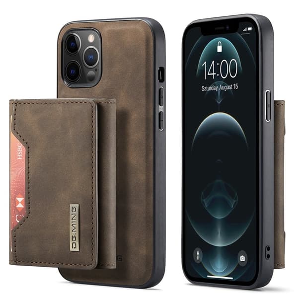 DG.MING Konstläder Plånboksfodral för iPhone 13 6.1 tum - Brun