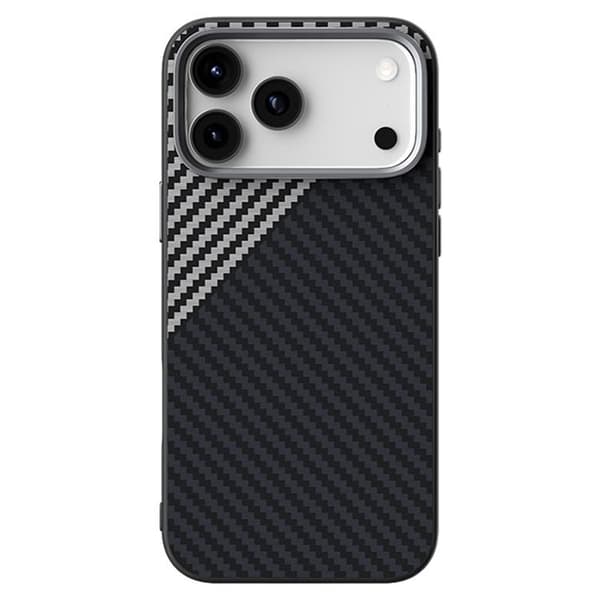 ABEEL Mobilskal till iPhone 17 Pro MagSafe Carbon Fiber - Svart / Silver Silver