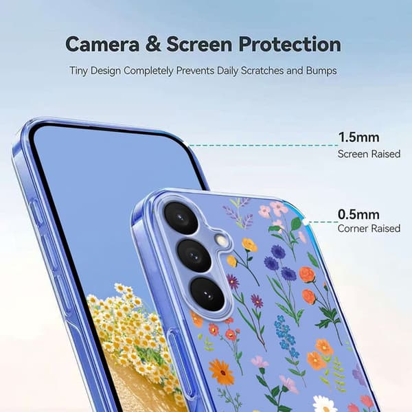 Mobilskal för Samsung Galaxy S26 Plus TPU - Prickiga blommor - Vit