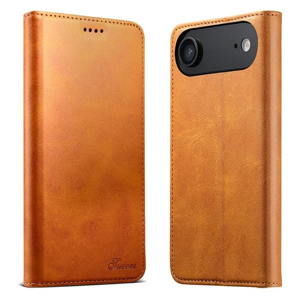 SUTENI iPhone Air Plånboksfodral Konstläder - Khaki Brun