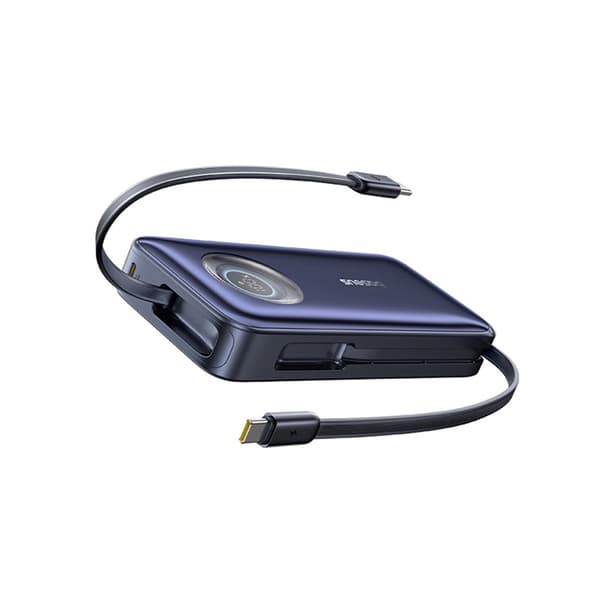 Baseus Powerbank 20000mAh 100W med Retractable USB-C Kabel - Svart Svart