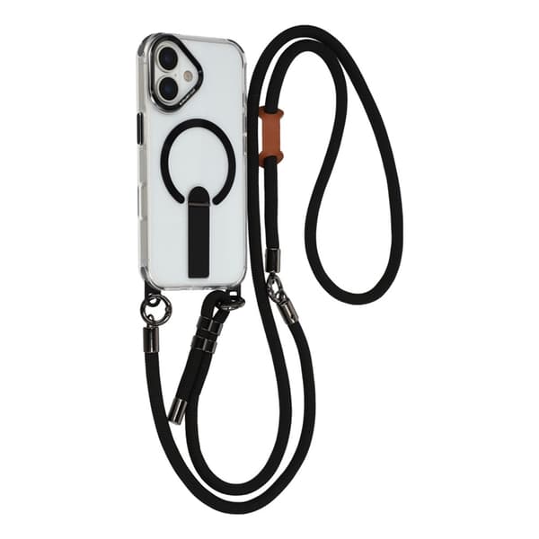 Mobilskal till iPhone 17 MagSafe med Axelrem och Stativ - Svart