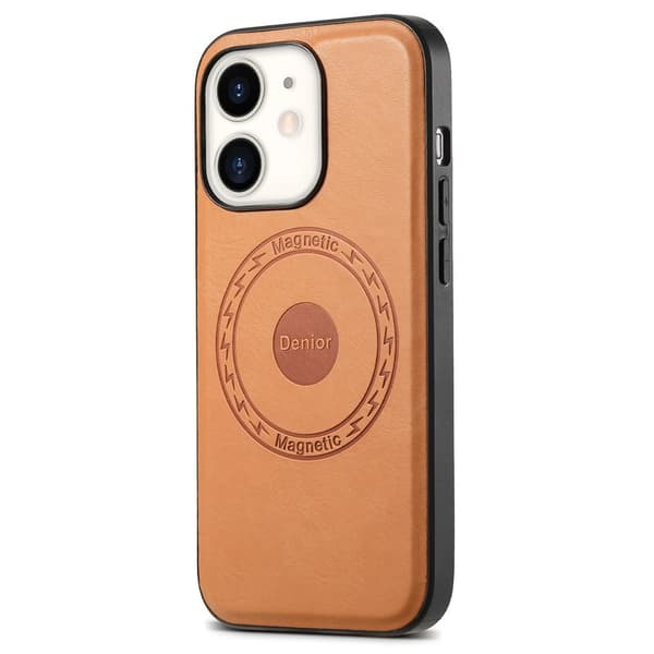 DENIOR Mobilskal till iPhone 12/12 Pro PU-läder Svart/Khaki