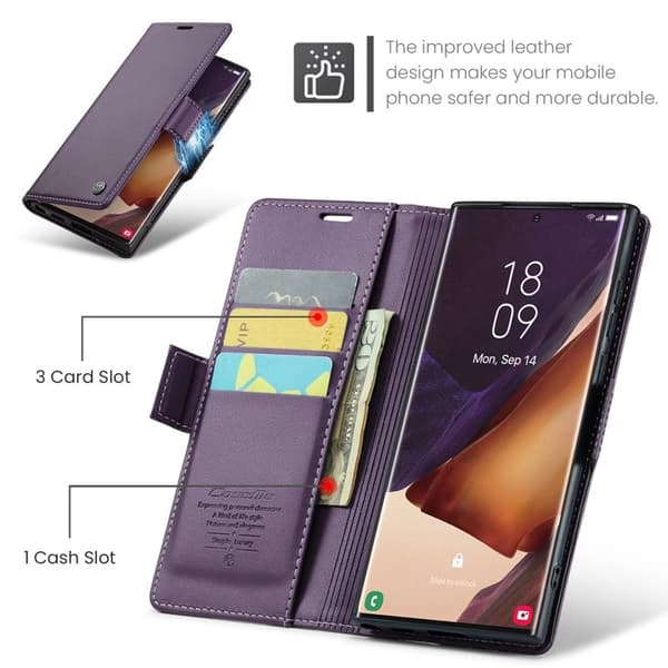 CASEME Plånboksfodral Konstläder för Samsung Galaxy Note20 Ultra - Lila
