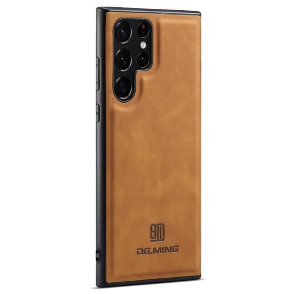 DG.MING Mobilskal till Samsung Galaxy S24 Ultra Läder+PC+TPU Brun