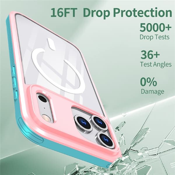 Mobilskal till iPhone 17 Pro MagSafe TPU + PC Clear - Rosa/Cyan Rosa