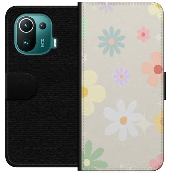 Plånboksfodral till Xiaomi Mi 11 Pro med fejdande blommor