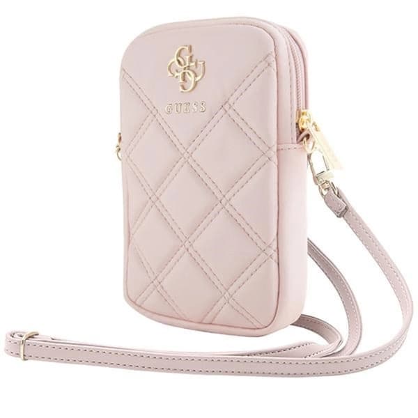 Guess Mobilväska Zip Quilted 4G - Rosa Rosa