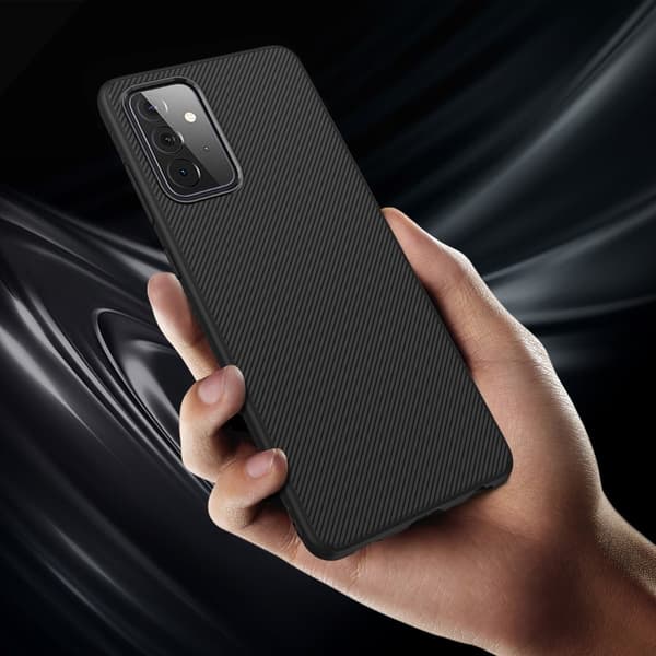 Twill Texture -joustava kotelo Galaxy A72 5G:lle - Musta Black