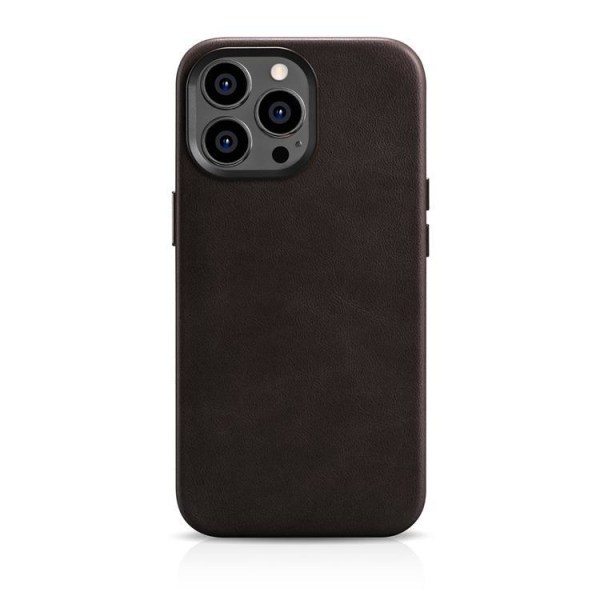 iCarer iPhone 14 Pro Case Magsafe aito nahka öljyvaha - tummanruskea