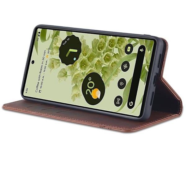 AZNS Smooth Design Plånboksfodral för Google Pixel 6 Pro - Konstläder - Brun