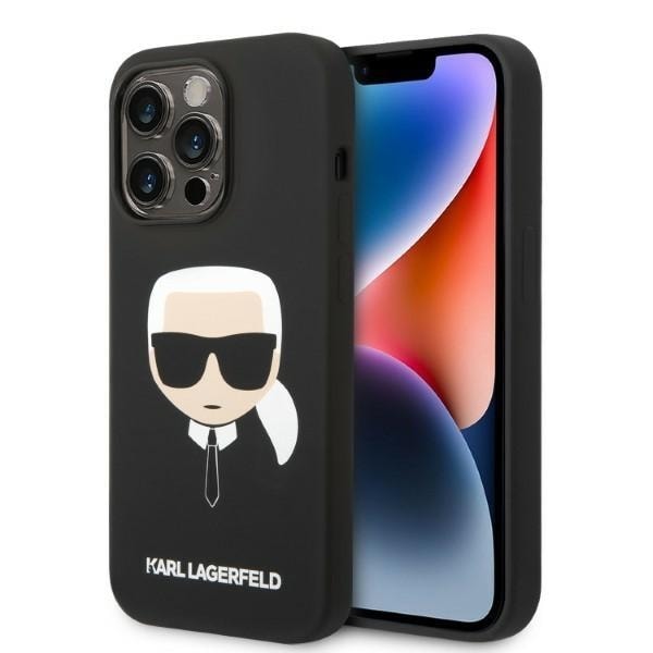 Karl Lagerfeld iPhone 14 Pro Skal Magsafe Silicone Karl`s Head - Svart Svart