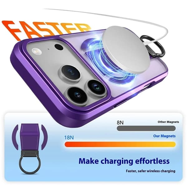 Mobilskal till iPhone 17 Pro Magsafe Metal D-Ring Kickstand - Lila Lila