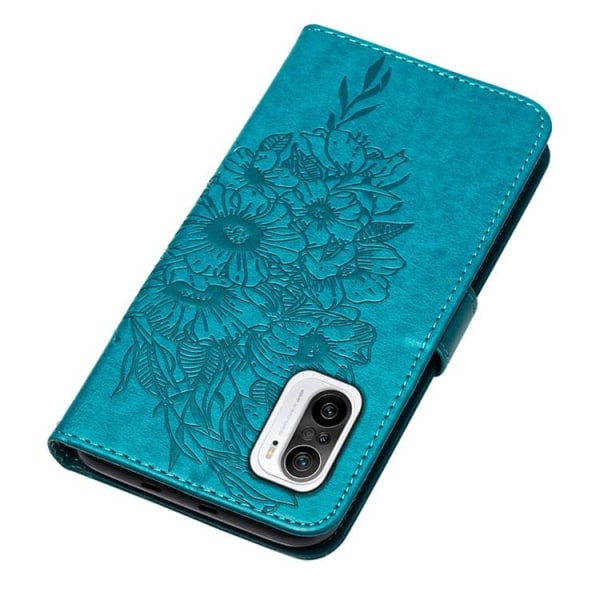 Butterfly Flower Imprinted Wallet Case Xiaomi 12 Pro - Blå
