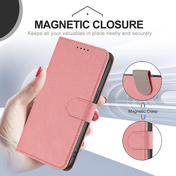 Galaxy S26 Ultra Plånboksfodral Solid Color Konstläder - Rosa Rosa