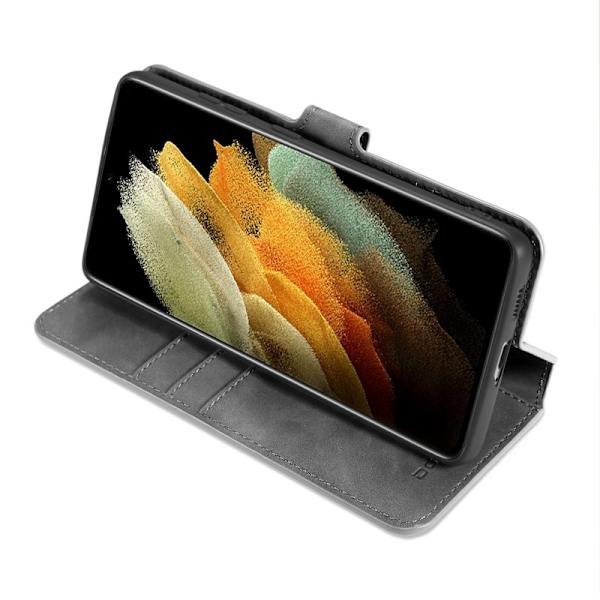 DG.MING Plånboksfodral Konstläder för Samsung Galaxy S21 Ultra - Grå