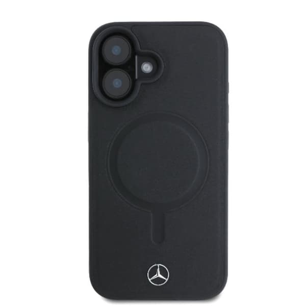 Mercedes Mobilskal till iPhone 16 Magsafe Plain Smooth Läder - Svart Svart