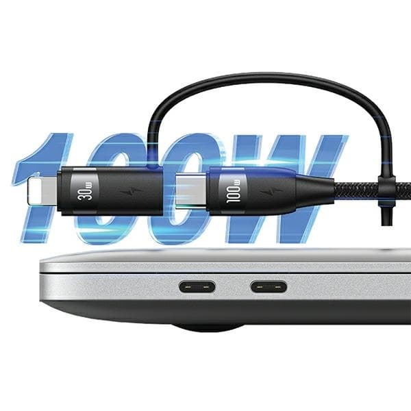 USAMS U85 Kabel 6-i-1 USB-C/USB/MicroUSB/Lightning 100W 2m - Lila