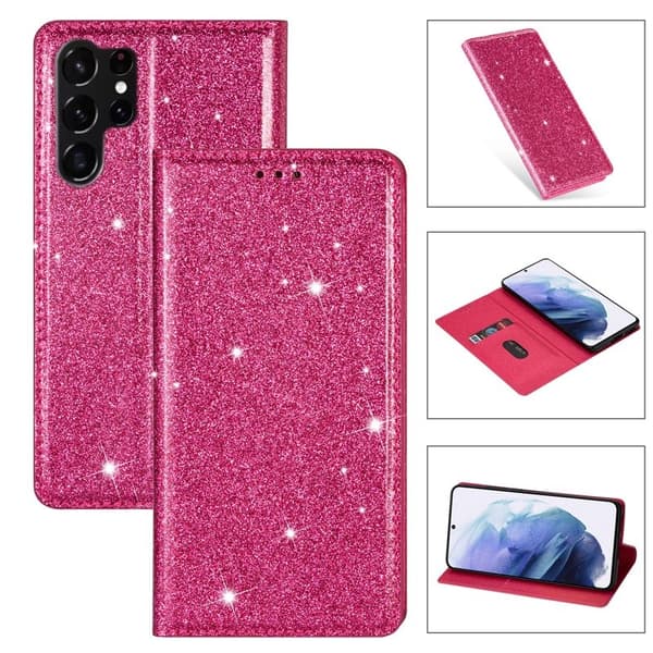 Mobilskal till SAMSUNG Galaxy S26 Ultra Glittrande PU Läder - Rosa