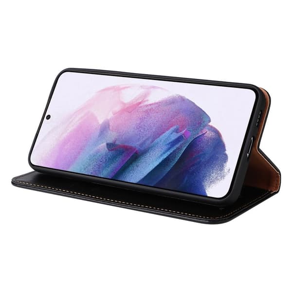 FIERRE SHANN för Samsung Galaxy S22+ 5G Plånboksfodral Konstläder - Svart