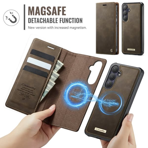 CaseMe Plånboksfodral för Samsung Galaxy S26 Plus Konstläder RFID - Kaffe