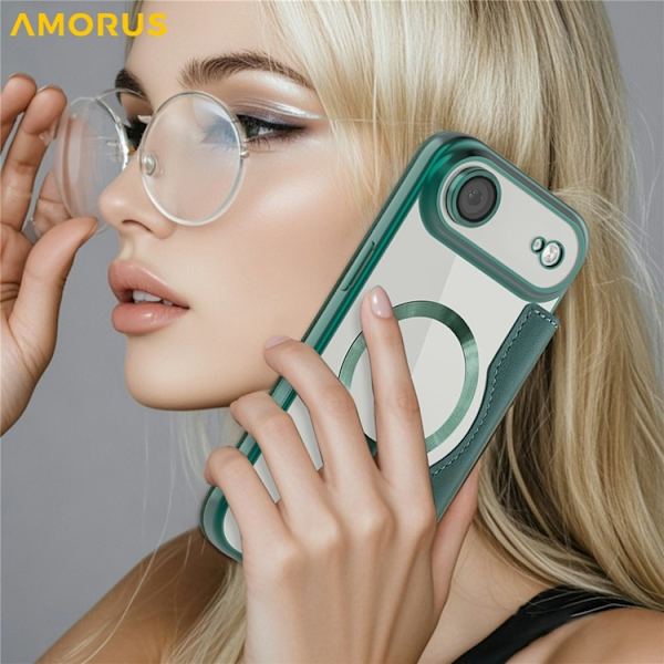 AMORUS iPhone Air Plånboksfodral MagSafe RFID-Skydd - Grön Grön