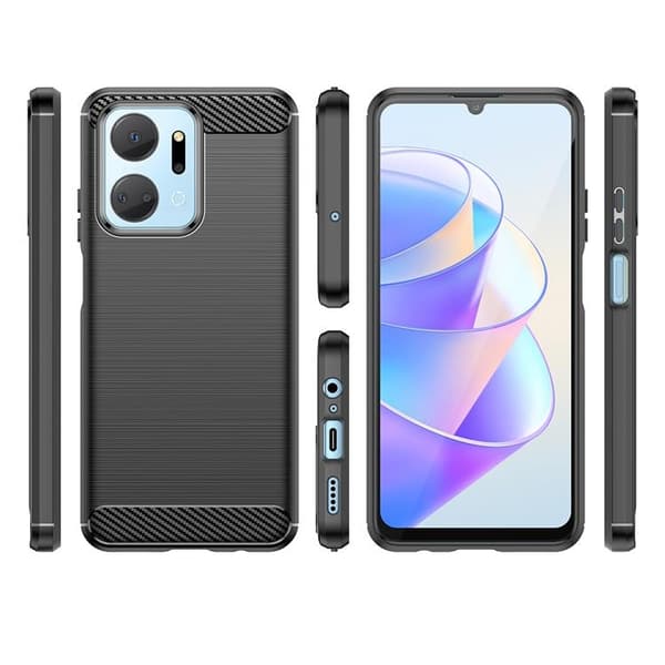 Mobilskal till Honor Play 40 Plus/Honor X7a Carbon Silikon - Svart Black