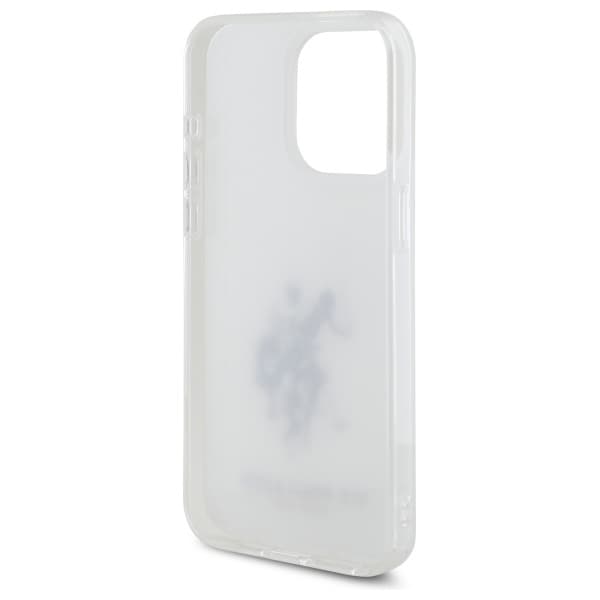 US Polo telefontaske til iPhone 15 Pro Max skinnende stort logo - hvid