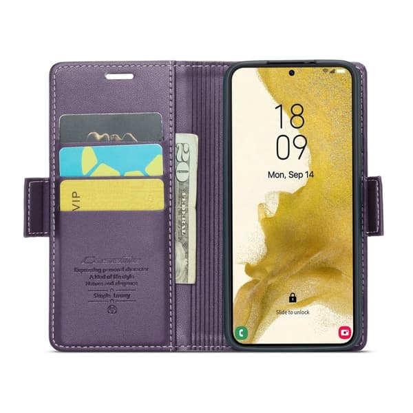 CASEME Plånboksfodral Konstläder för Samsung Galaxy S22+ 5G - Lila