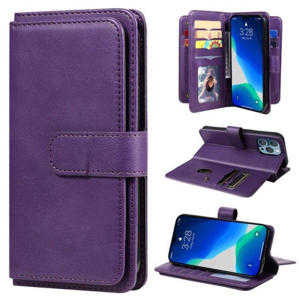 iPhone 14 Pro -lompakkokotelo, KT PU-nahka - violetti