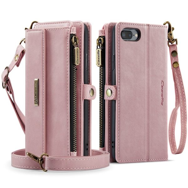CASEME Plånboksfodral Konstläder för iPhone 7/8 Plus - Rosa