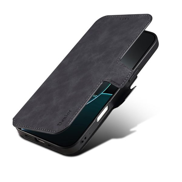 DENIOR B06 iPhone 16 Pro Max Plånboksfodral Konstläder + TPU - Svart