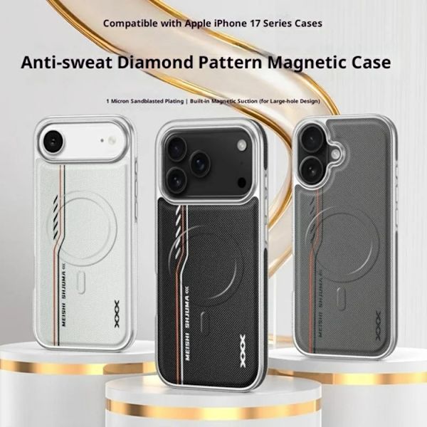 Mobilskal till iPhone 17 Pro Max Magsafe Diamond Texture - Grå Grå