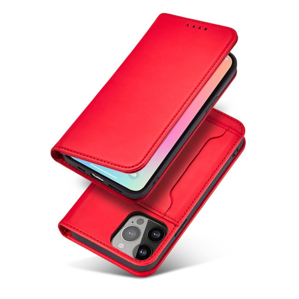 iPhone 13 Pro Max Wallet Case Magnetstativ - Rød