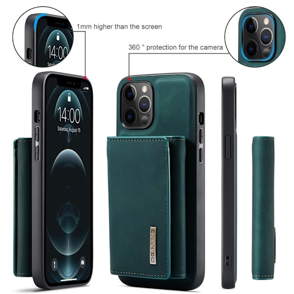 DG.MING Plånboksfodral med Ställ för iPhone 12 Pro Max - Grön