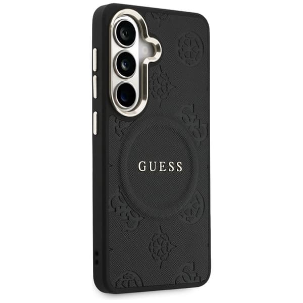 Guess Mobilskal För Galaxy S26 Plus MagSafe Saffiano Peony Embossed Ring Svart