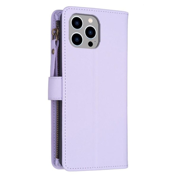 iPhone 15 Pro -lompakkokotelo Zipper Flip - Violetti