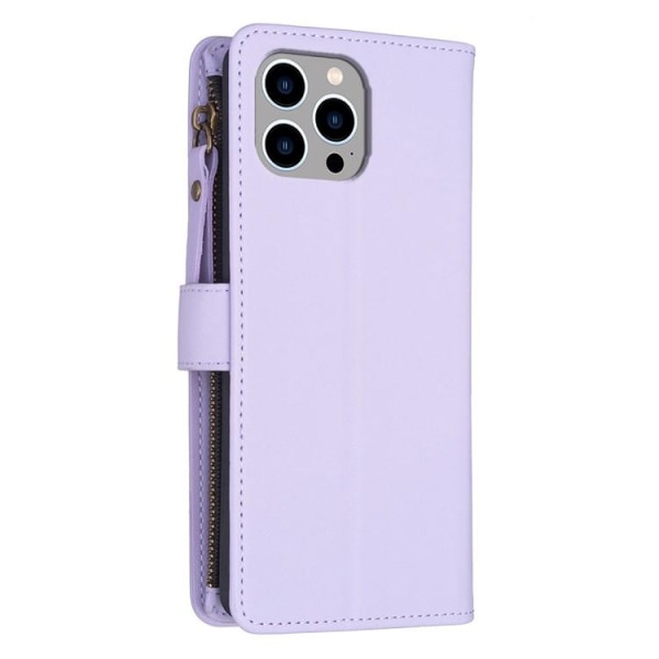 iPhone 15 Pro Pungeetui Zipper Flip - Lilla