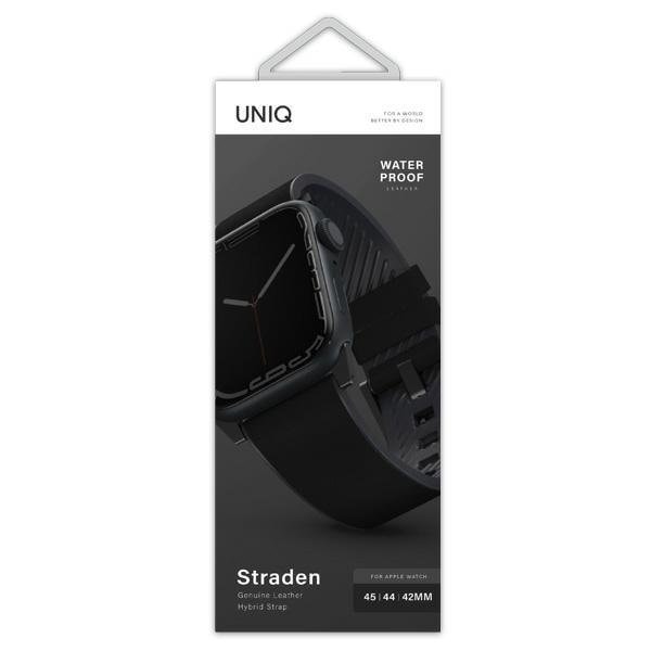 UNIQ Straden Apple Watch Läder 42/44/45mm - Svart