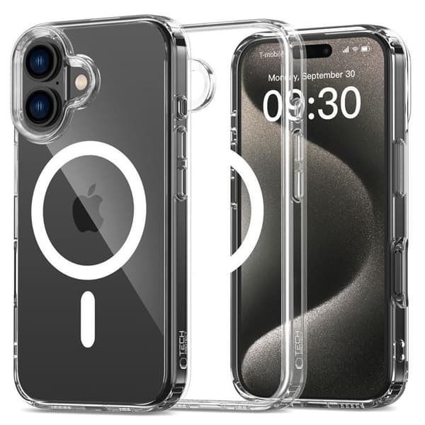 Tech-Protect Telefontaske til iPhone 16 Plus Magsafe Flexair Hybrid - Klar Transparent