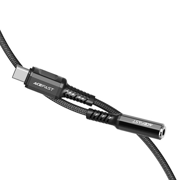Acefast Typ-C Ljud Kabel 3.5 mm Minijack DAC 18 cm - Svart Svart