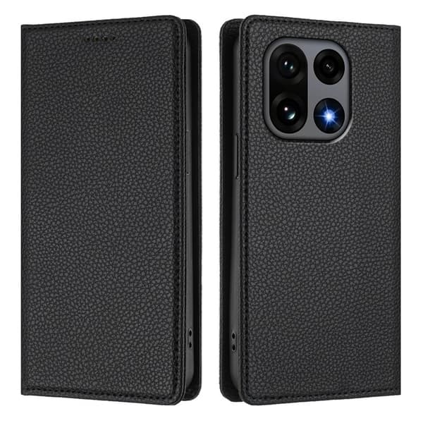 OnePlus 15 Plånboksfodral RFID-Skydd Litchi Konstläder Svart